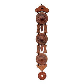 Mid-Century Modern Brutalist Danish Studio Pottery Wall Hanger from Clara Helmich, 1979 For Sale