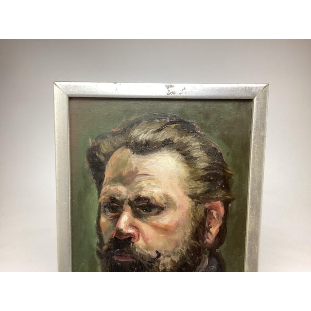 Paint 1960s Portrait of a Bearded Man - Signed For Sale - Image 7 of 7