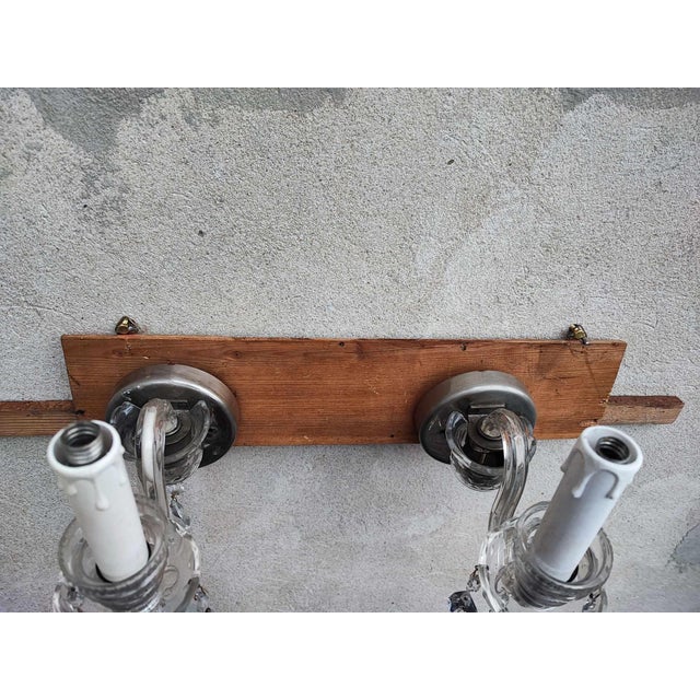 Pre-war glass wall lamp with crystals, price for 1 piece, dimensions: height 26 cm, width 8 cm, depth 20 cm, plastic...