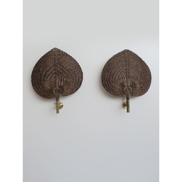 Wall Lamps in Brass and Natural Fiber, Italy, 1970s, Set of 2 For Sale - Image 12 of 12
