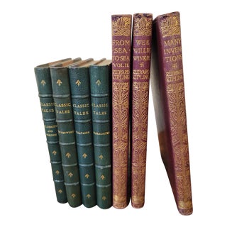Collection of Antique Leather Books. For Sale