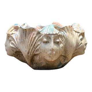 Vintage Ceramic Face Motif Bowl For Sale