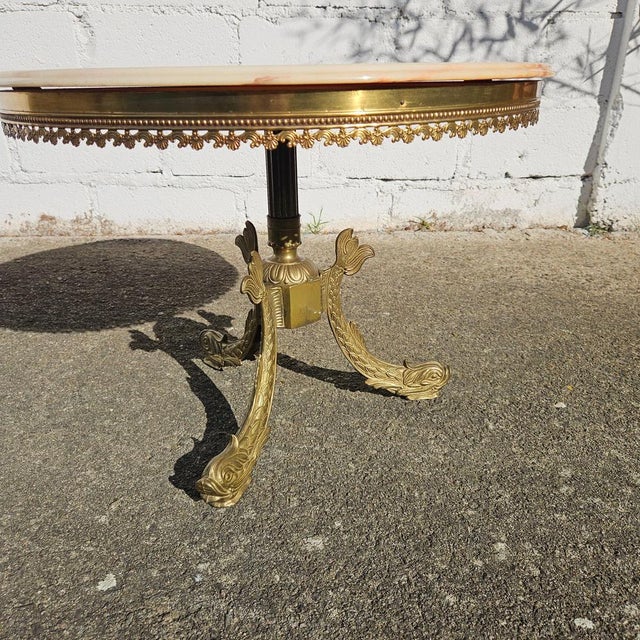 Vintage French Marble and Brass Coffee Table, 1969 For Sale - Image 10 of 15