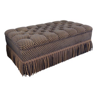 Custom Designed Tufted Fringe Ottoman For Sale