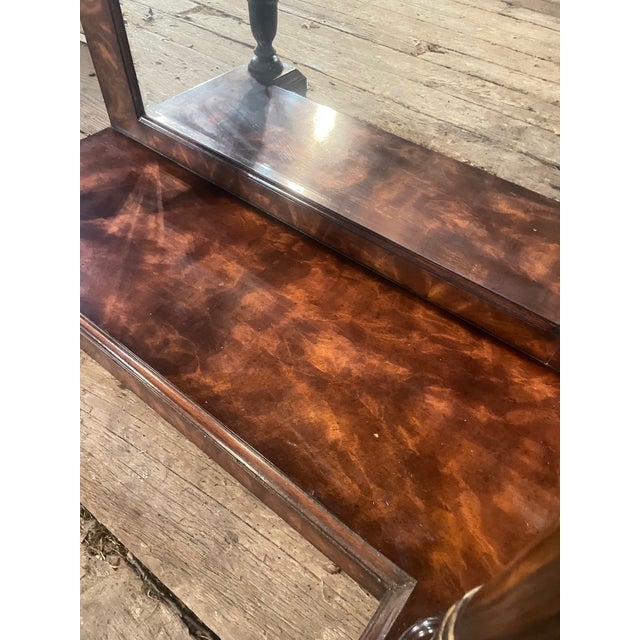 Figured Walnut Console Table With Mirrored Back For Sale - Image 10 of 18