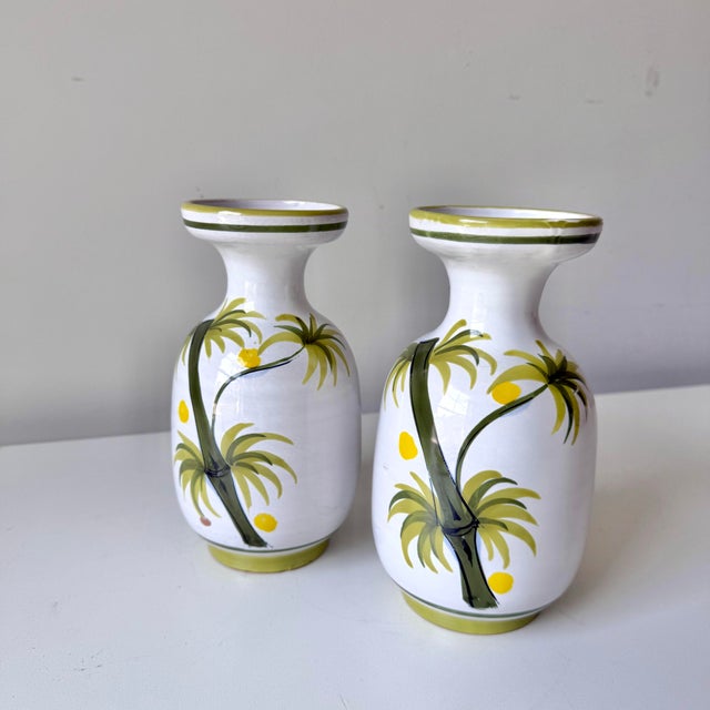 Mid-Century Modern 1970s Italian Bamboo Pottery Vases: A Pair For Sale - Image 3 of 8