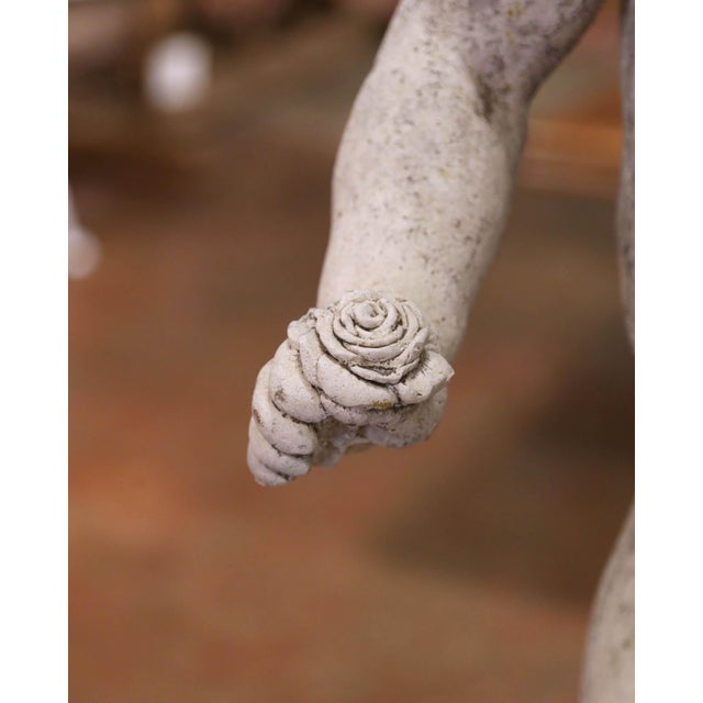 Early 20th Century French Cast Stone Cherub Garden Sculpture on Pedestal For Sale - Image 11 of 14