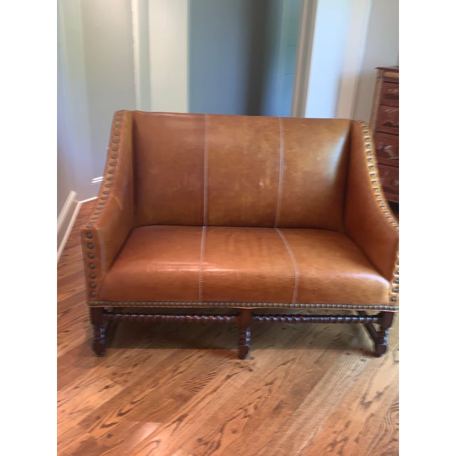 Whittemore Sherrill Manchester Collection Leather Settee For Sale In New York - Image 6 of 10