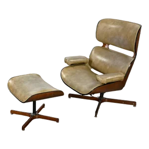 Mid Century Modern Mr. Chair Lounge Chair & Ottoman by George Mulhauser for Plycraft