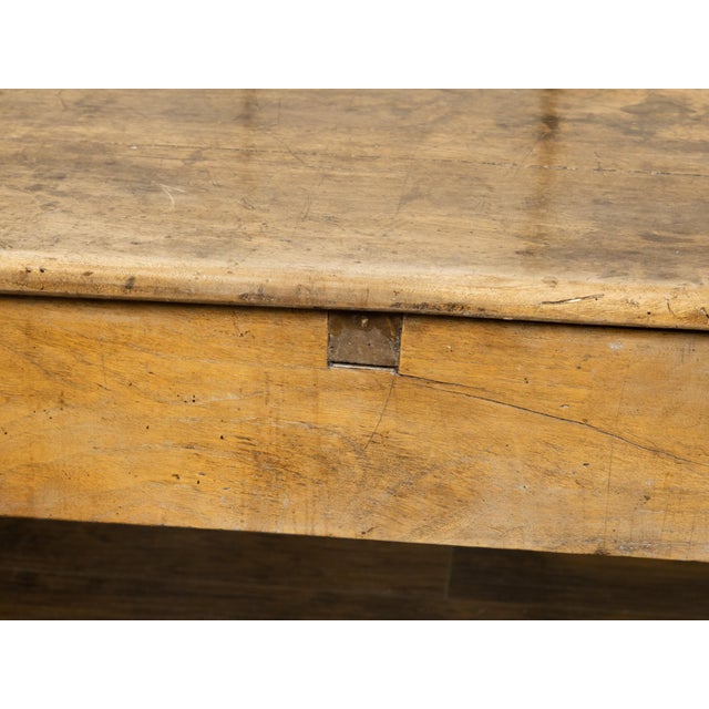French 19th Century Walnut Farm Table with Turned Legs and Distressed Patina For Sale - Image 11 of 12
