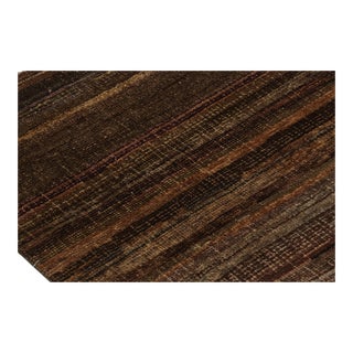 Rug & Kilim’s Modern Textural Rug in Brown, Umber and Purple Stripes and Striae For Sale