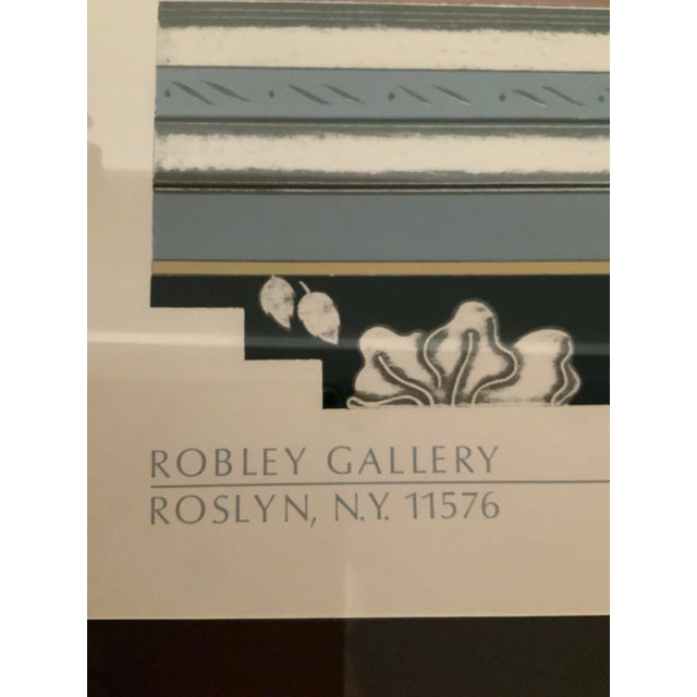 Late 20th Century Large Scale Sidney Schatzky Art Deco Revival Chinoiserie Print With Custom Pagoda Mat – Framed 26” × 38” Palm Beach Chic - See Inspiration Pics! For Sale - Image 5 of 11