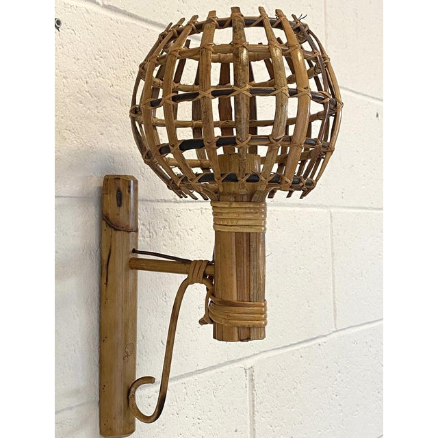 Bamboo Wall Lamps, 1970s, Set of 2 For Sale - Image 9 of 12