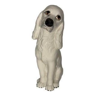 Vintage Italian Mid-Century Modern Glazed Ceramic Cocker Spaniel Dog Figurine For Sale
