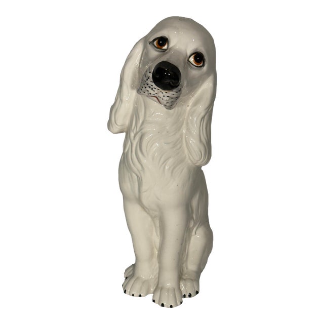 Vintage Italian Mid-Century Modern Glazed Ceramic Cocker Spaniel Dog Figurine For Sale