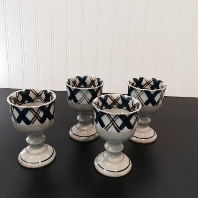 Gray 1960s Pottery Stemmed Wine Goblets- Set of 4 For Sale - Image 8 of 8