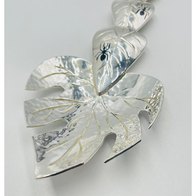 1980s Emilia Castillo “Ants on Leaves” Silver-Plated Serving Utensils, Taxco Mexico - a Pair For Sale - Image 10 of 18