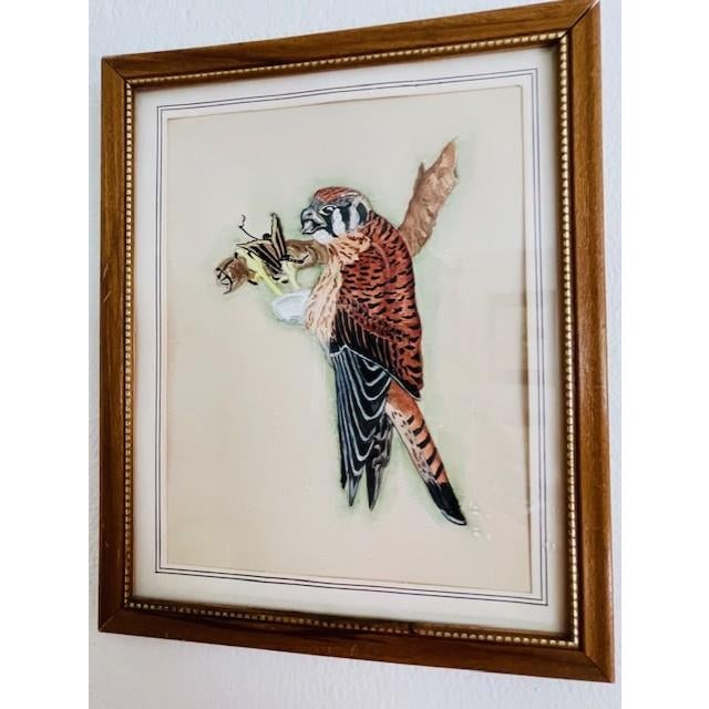 Mid 20th Century Mid 20th Century Original Bird Watercolors, Vintage, A Pair For Sale - Image 5 of 11