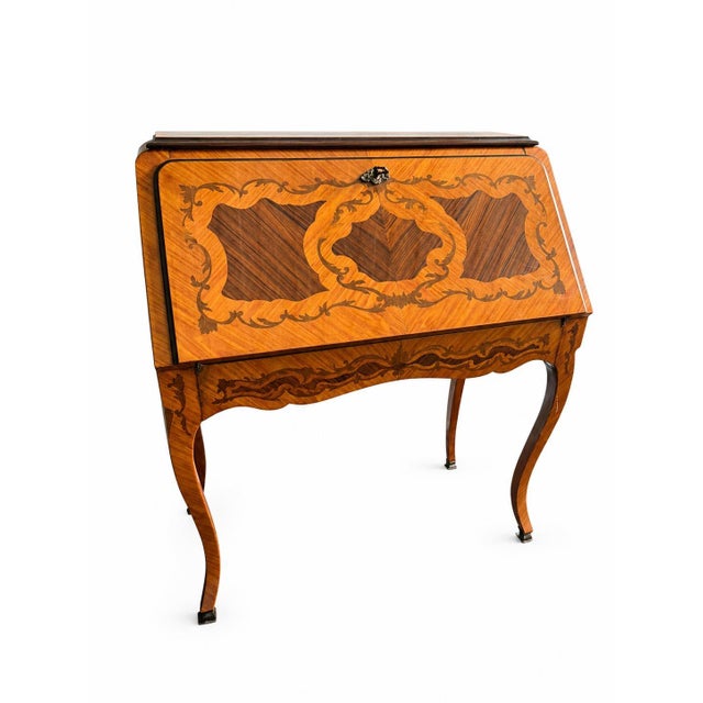 Secretary Desk with Inlays, 1890s For Sale - Image 3 of 8