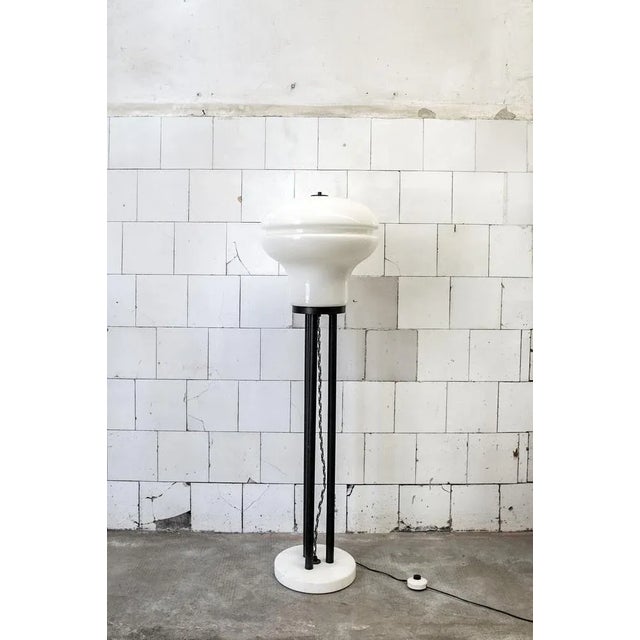 Black Italian Floor Lamp in Glass, Iron and Marble, 1970s For Sale - Image 8 of 8