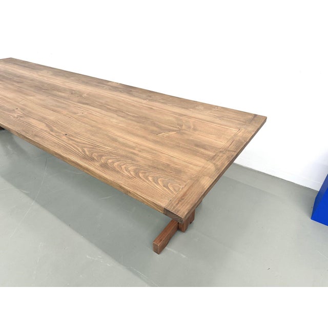 1970s Large Refectory Table in Pine and Beech with X-Shaped Base, 1970s For Sale - Image 5 of 18