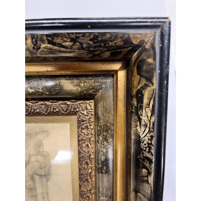 Ebony Print in Antique Decorative Eastlake Frame For Sale - Image 8 of 11