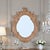Ornate Carved Wood Whimsical French Provincial style Wall Mirror Actual Mirrored Glass portion measures 7"W x 8.75"H