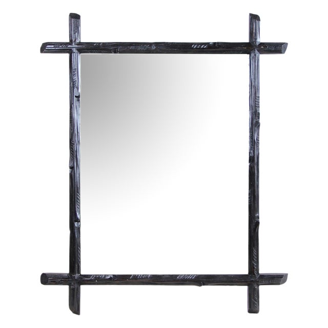 Austrian Black Forest Basswood Wall Mirror, 1880s For Sale