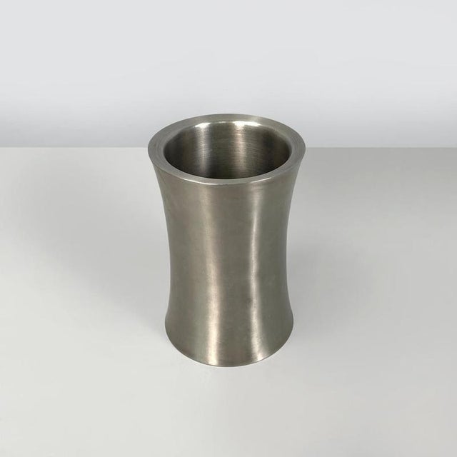 Italian Silver Colored Round Vase in Stainless Steel, 2000s For Sale - Image 14 of 14