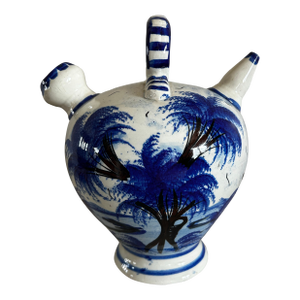 Vintage Spanish Blue & White Decorated Water Jug