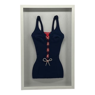 Vintage Swimsuit Rare Style Framed Beach Home Decor For Sale
