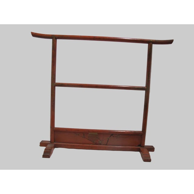 Japanese Japanese Lacquer Display Rack With Painted Gilt Chrysanthemum Full Moon Design For Sale - Image 3 of 10