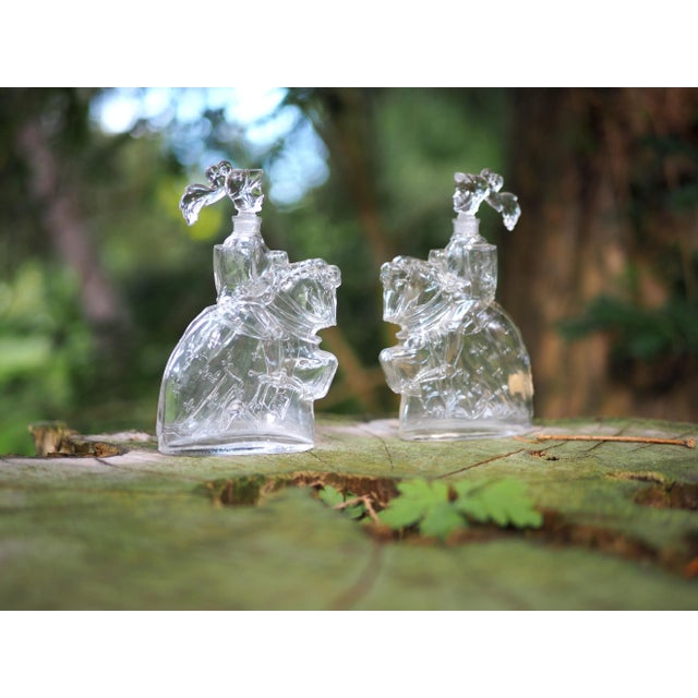 Transparent 1948 French Perfume Knight Shaped Bottle "Cavalier à Cheval" Armagnac Castagnon For Sale - Image 8 of 11