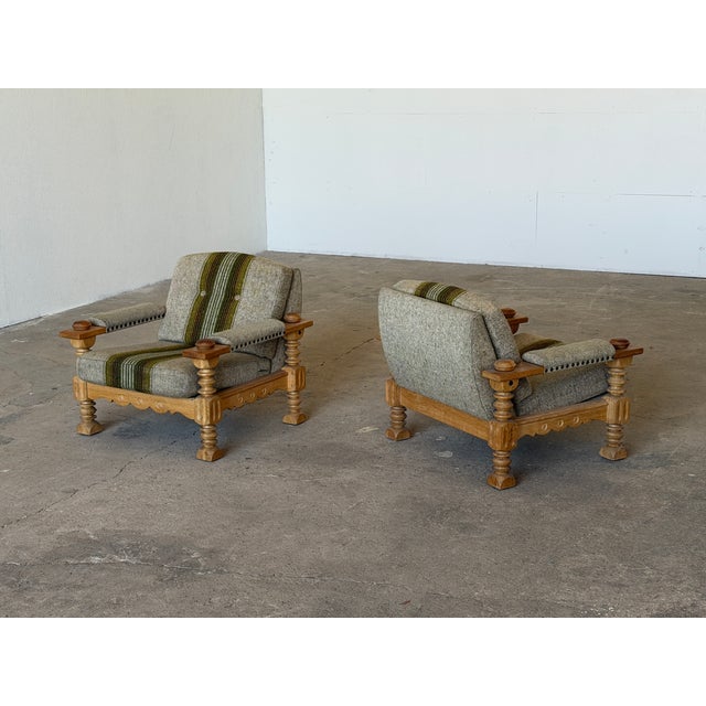 Brutalist Oak Lounge Chairs by Henning Kjærnulf, 1960s, Set of 2 For Sale - Image 17 of 17