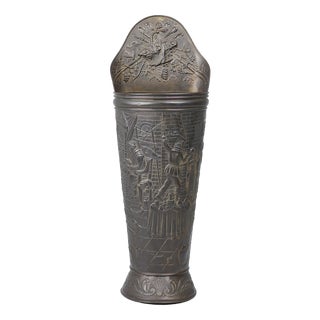 Antique Rustic Ornate Umbrella Stand in Copper, 1900 For Sale