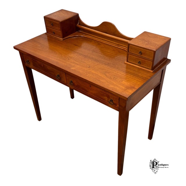 Sheraton Vintage Federal Style Mahogany Vanity / Writing Desk For Sale - Image 4 of 9