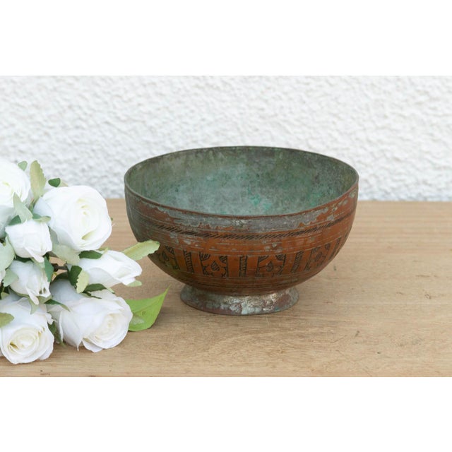 A petite treasure with immense character, this small footed bowl features a vibrant verdigris patina on the interior,...