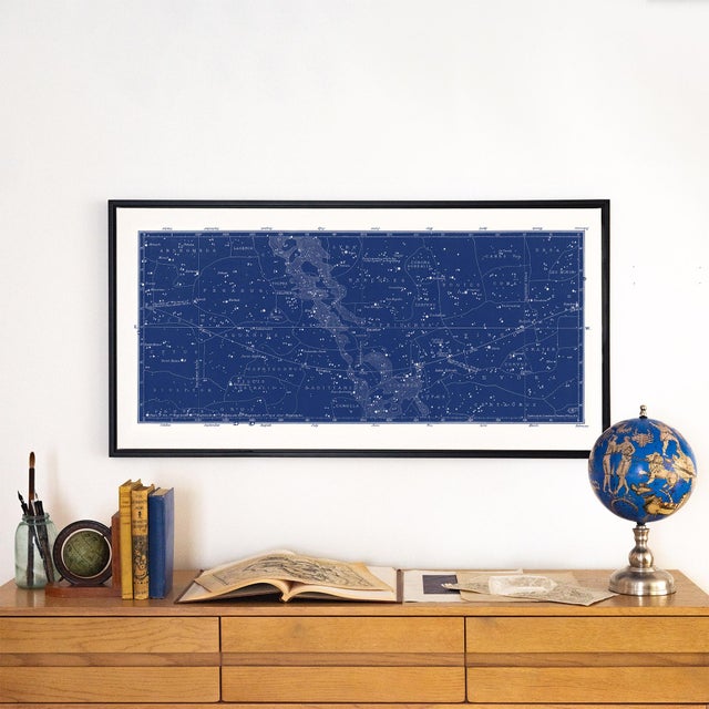 Reproduction Large Antique Nautical Blue Constellation Celestial Print For Sale - Image 4 of 6