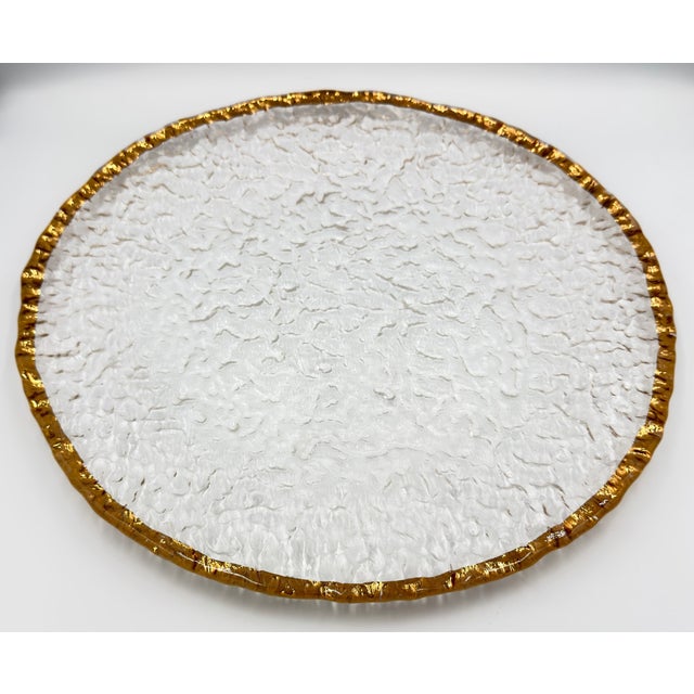 Crystal IVV Glacier Ice Serving Platter Cake Plate Italy 10K Gold Trim 14.5" MCM Beautiful crystal platter made by IVV...