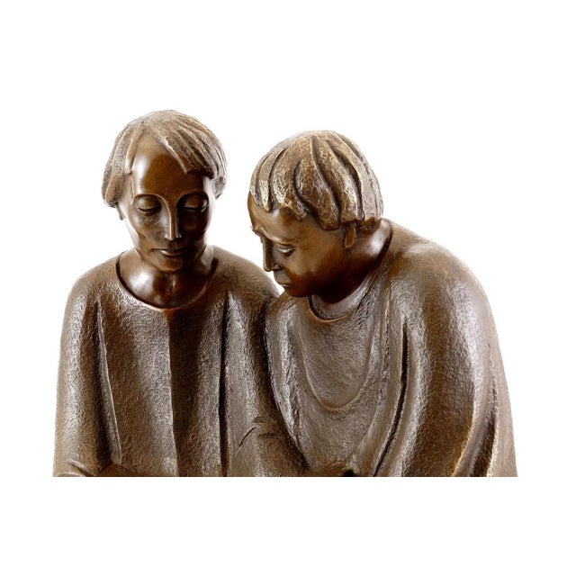 Art Deco 20th Century Reading Monks Sculpture in Bronze For Sale - Image 6 of 10