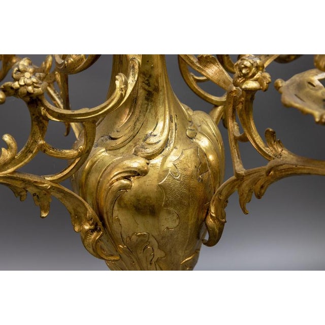 Metal Large French Louis XV Style Bronze Candelabras, 1920, Set of 2 For Sale - Image 7 of 18