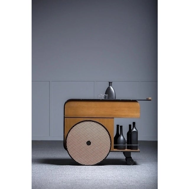 Contemporary Trink Teak Bar Cart by Studio Caramel for Kann Design For Sale - Image 3 of 4