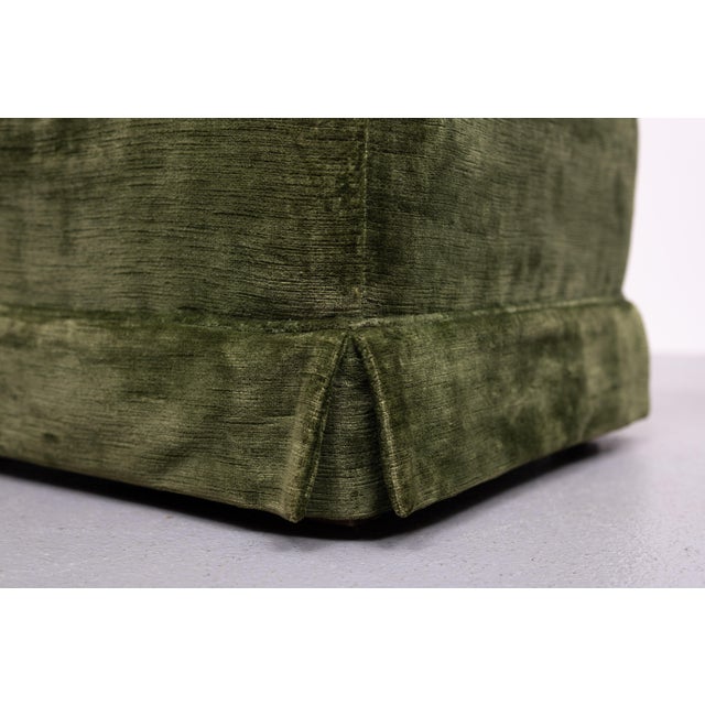 Hollywood Regency Vintage French Green Velvet Stools, 1970s, Set of 2 For Sale - Image 3 of 8
