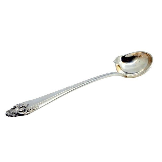 Silver Sauce Spoon with Raised Grooves on the Handle For Sale - Image 10 of 10