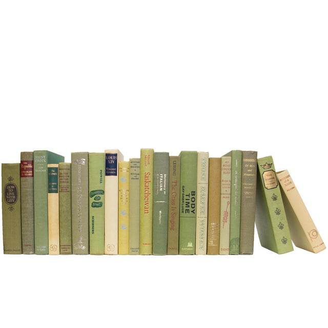 Mid-Century Modern Decorative Books - Vintage Lemongrass Books - Green Books by the Foot For Sale - Image 3 of 3