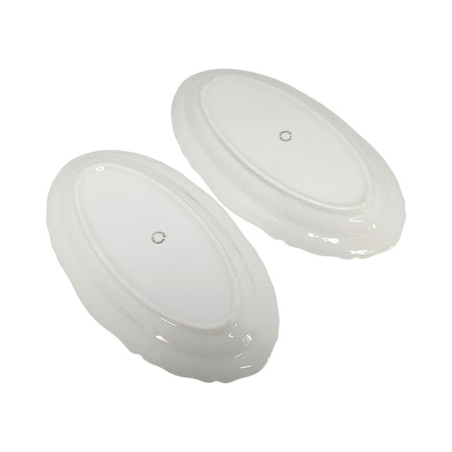 Mid 20th Century Mid-Century Limoges France White Porcelain Scalloped Oval Platters, Set of 2 For Sale - Image 5 of 8