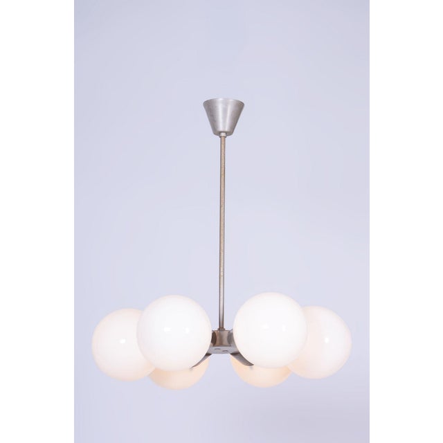 Metal Mid-Century Chandelier in Chrome and Glass by Kamenický Šenov, Czech, 1960s For Sale - Image 7 of 10