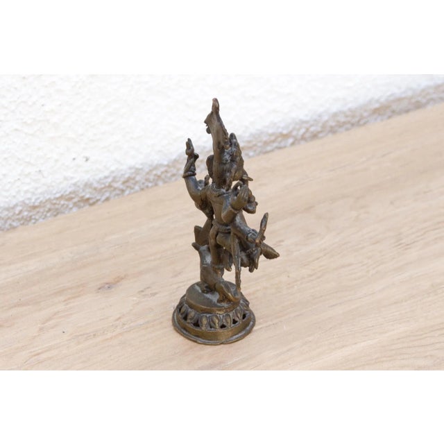 Antique Petite Brass Devotional Ganesh Figure For Sale - Image 4 of 8