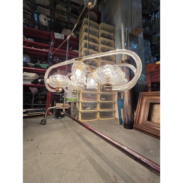 Art Deco Murano and Brass Navetta Chandelier from Barovier, 1930s For Sale - Image 15 of 18