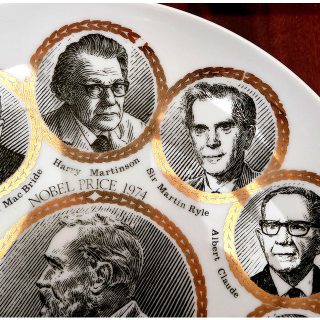 1970s Piero Fornasetti Nobel Prize Porcelain Plate, 1974 For Sale - Image 5 of 8